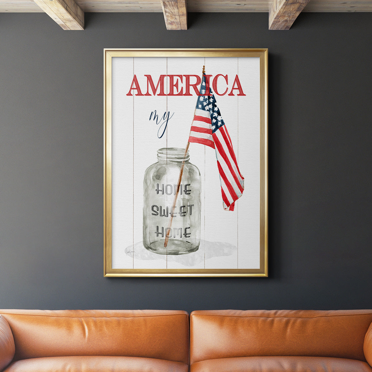 America My Home Sweet Home - Modern Framed Canvas Print