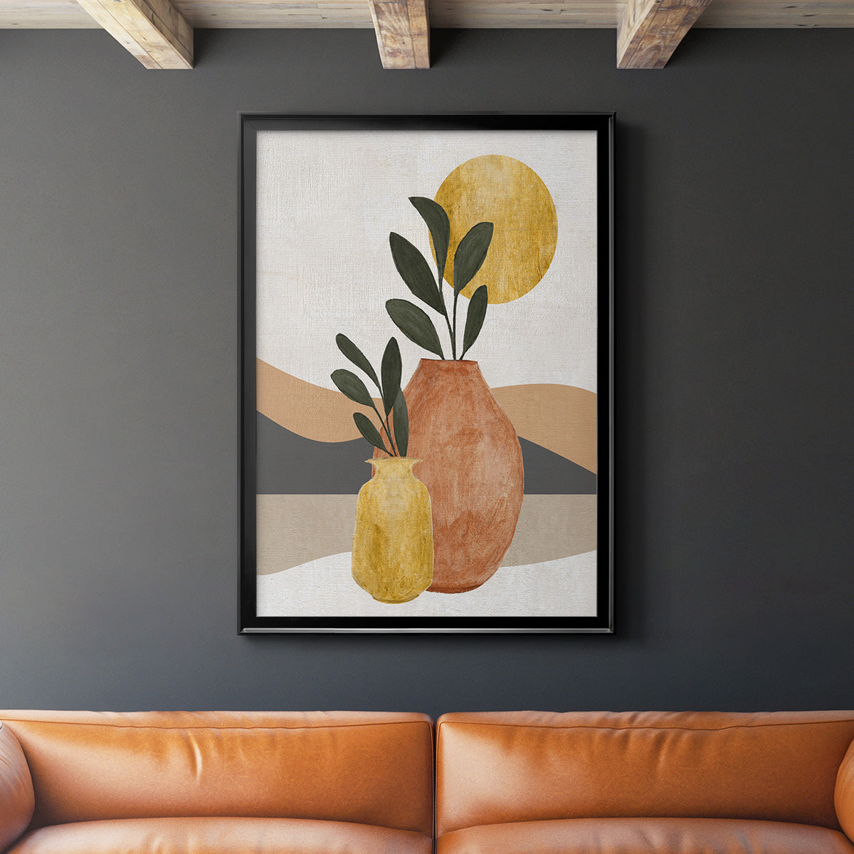 Adobe Moon II - Modern Framed Canvas Print