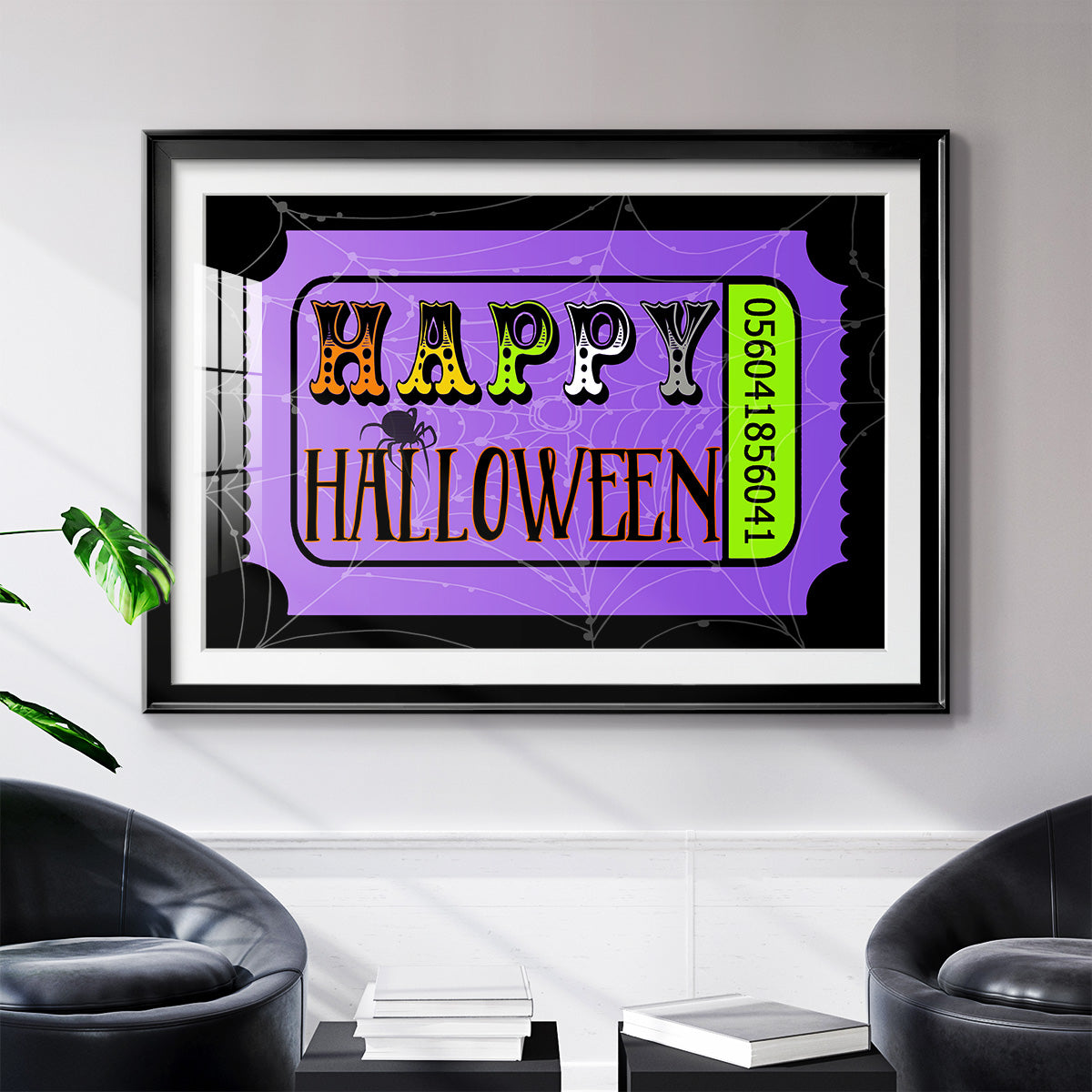 Happy Halloween Ticket - Modern Framed Art Print