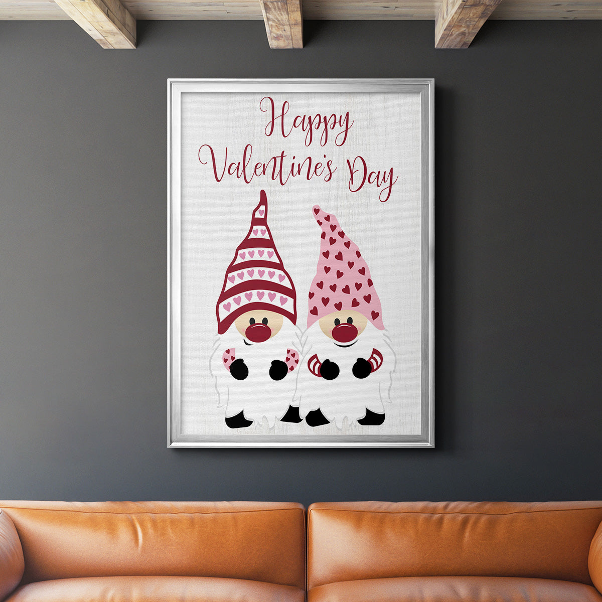 Valentines Gnomes - Modern Framed Canvas Print