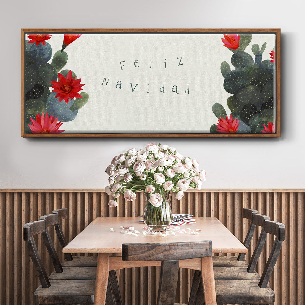 Flowering Christmas Cactus Collection D - Floater Framed Canvas Print