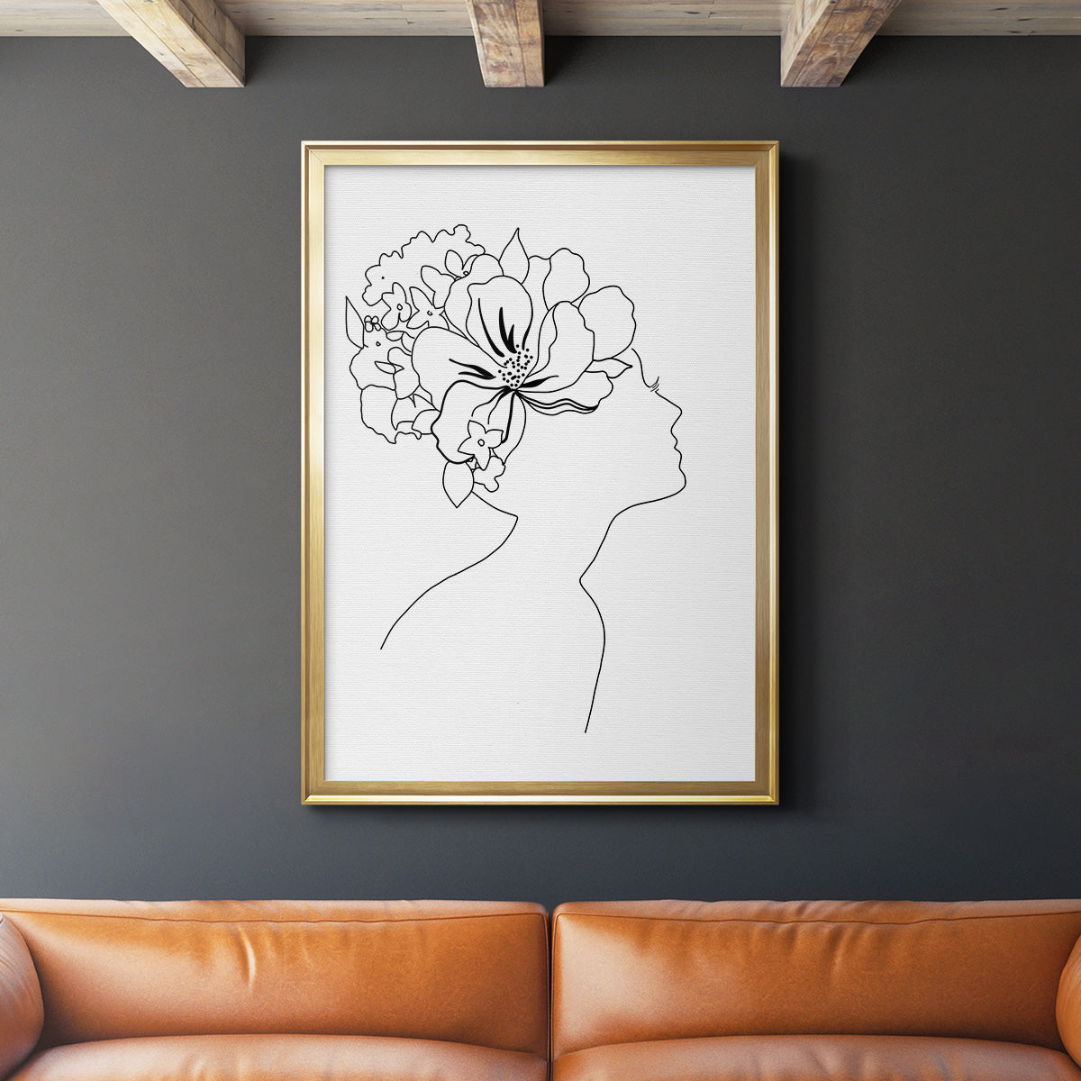 Fashion Floral Sketch I - Modern Framed Canvas Print