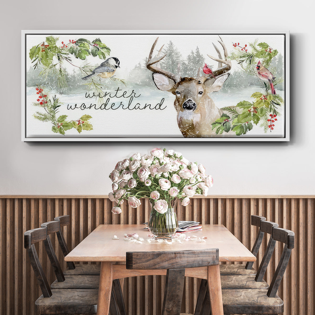 Reindeer Woods - Floater Framed Canvas Print