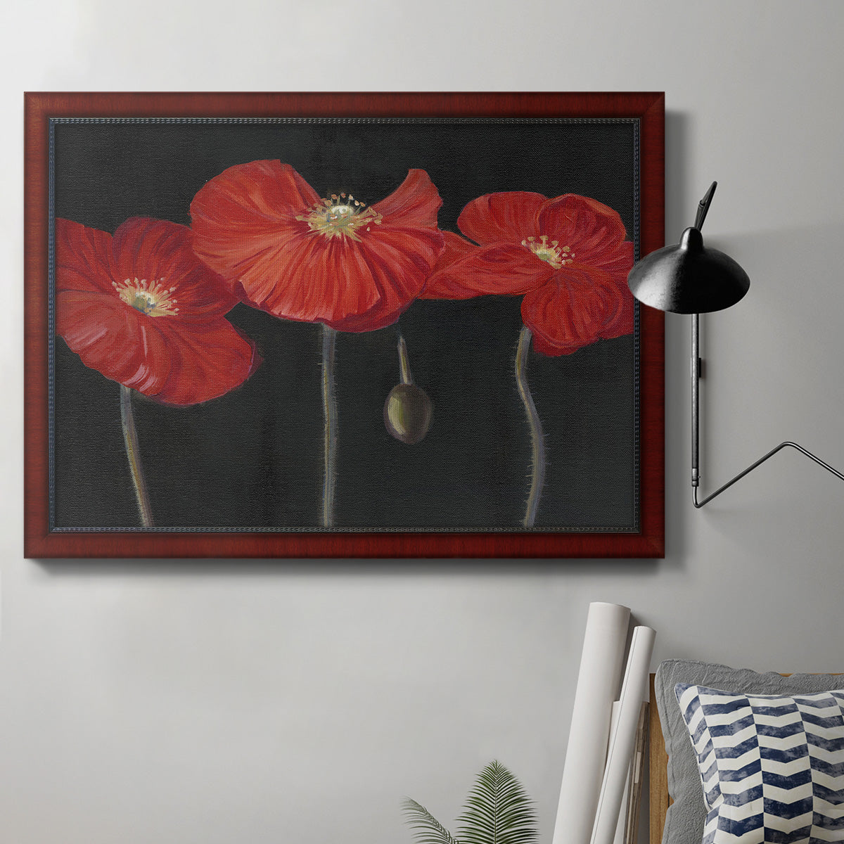 Poppy Trio I Premium Framed Canvas- Ready to Hang