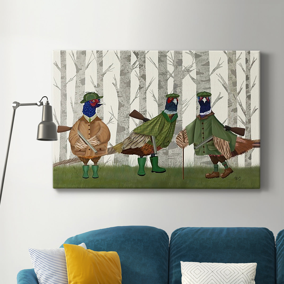 Pheasant Shooting Party Group 2 Premium Gallery Wrapped Canvas - Ready to Hang