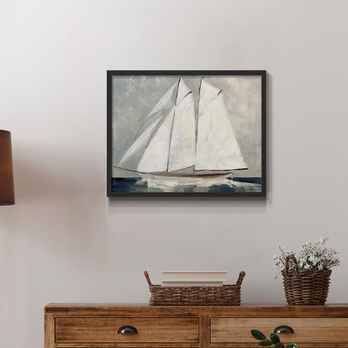 44722,sailing,boat,white sails,ocean,water,clouds,maritime,calm,serene,nautical,art,artwork,oil painting,tranquility,landscape,marine,vessel,coastline,blue,sky,brushstrokes,horizon,summer,artistry,wind,movement,waves,detail,craftsmanship,creative,coastal,peaceful,nature,soft colors,impressionistic,composition,classic,woodblock,harmony,freedom,scenery,Re-stickable,Nautical & Beach