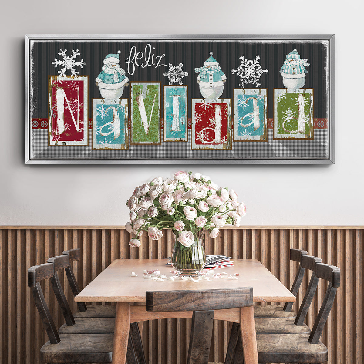 Navidad Blocks - Floater Framed Canvas Print