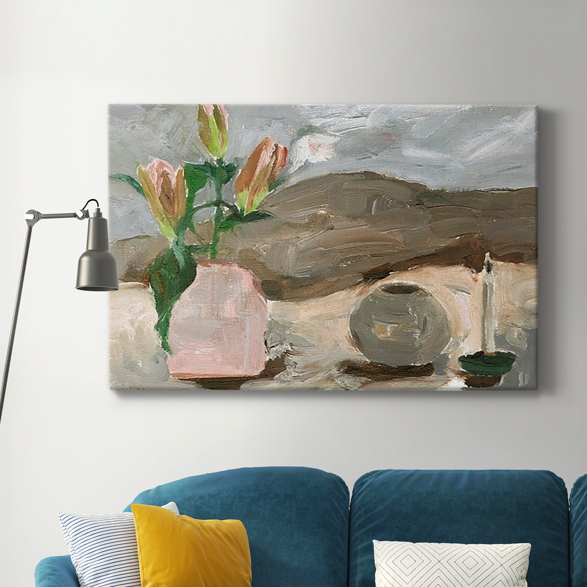 Vase of Pink Flowers V Premium Gallery Wrapped Canvas - Ready to Hang