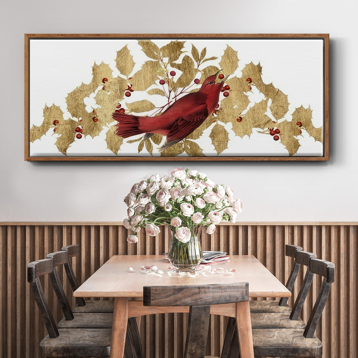 Red Bird Christmas Collection D - Floater Framed Canvas Print