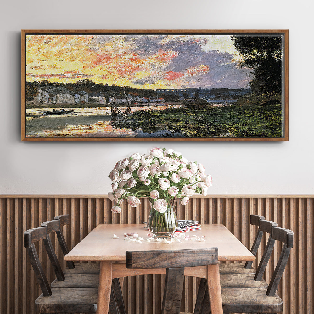 The Seine at Bougival in the Evening, 1870 - Floater Framed Canvas Print