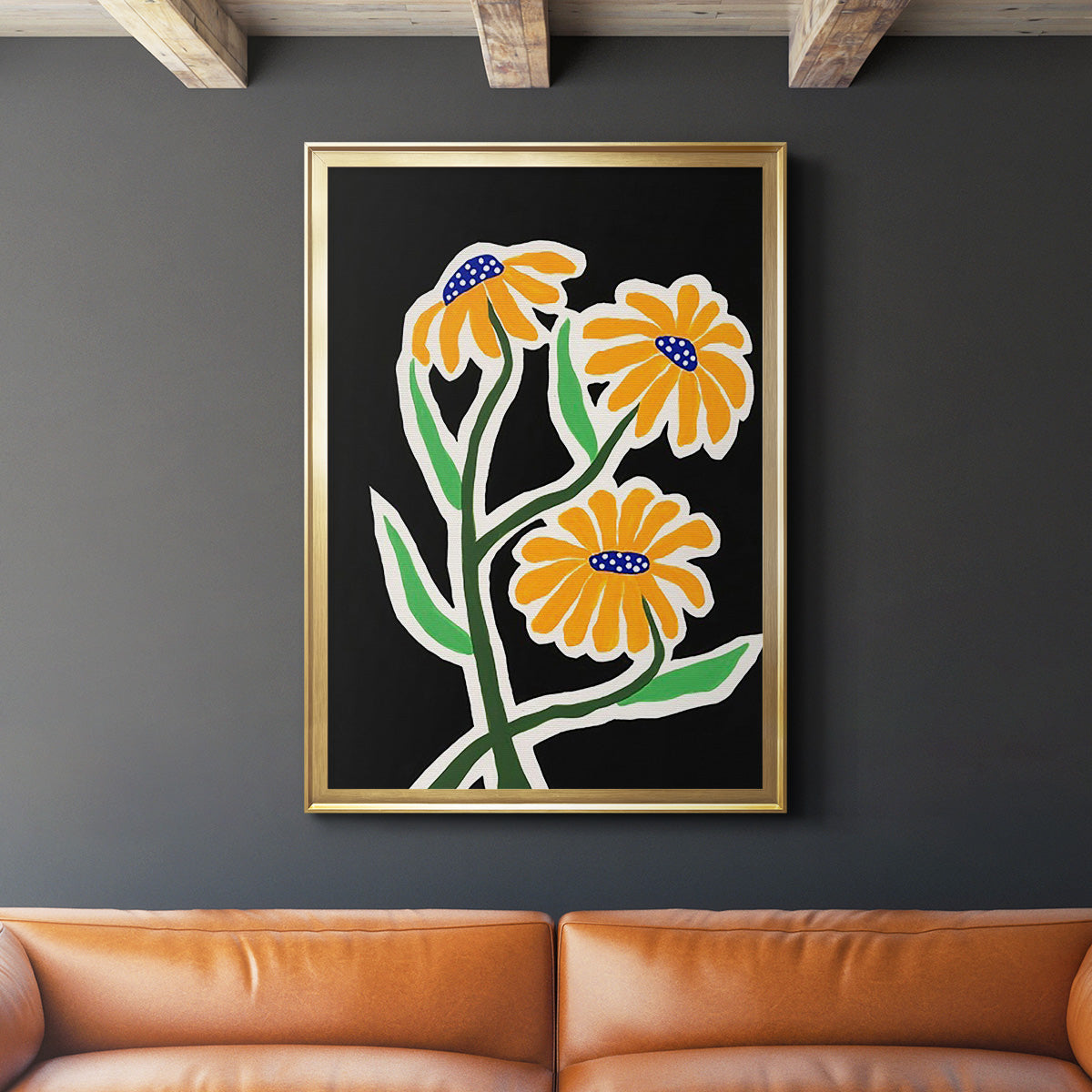 Pop Flowers I - Modern Framed Canvas Print