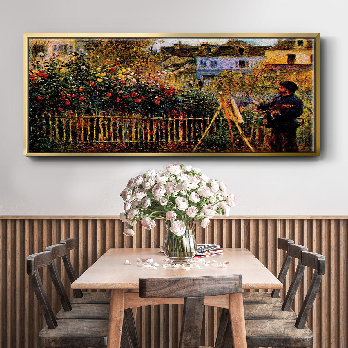 Monet Painting in His Garden in Argenteuil - Floater Framed Canvas Print