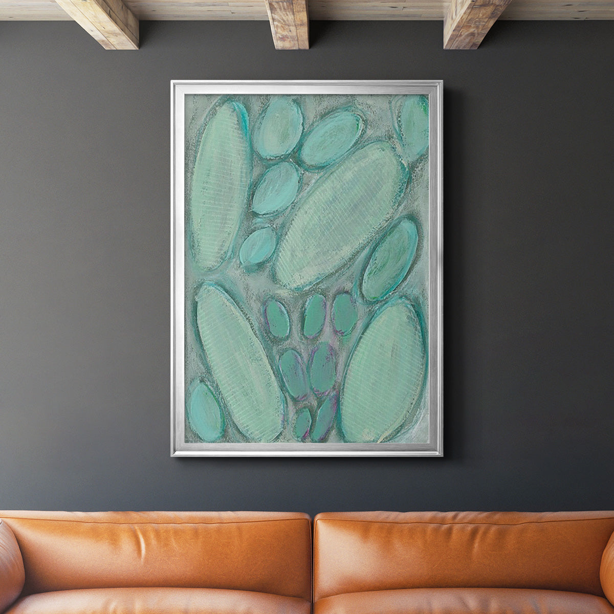 Blue Orbs I - Modern Framed Canvas Print