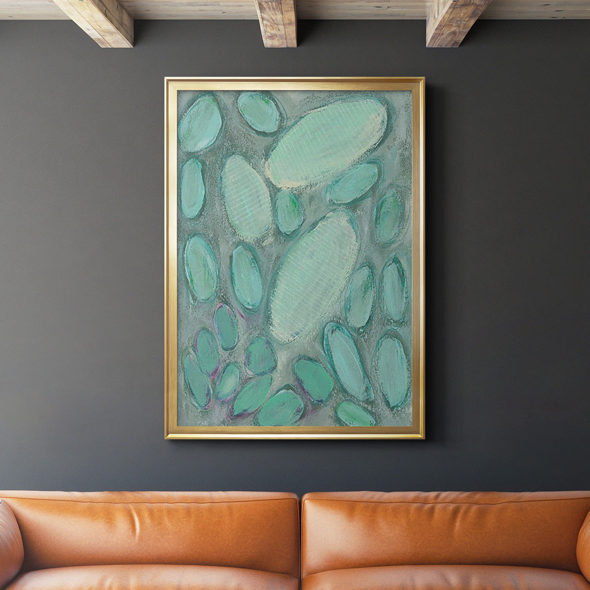 Blue Orbs II - Modern Framed Canvas Print