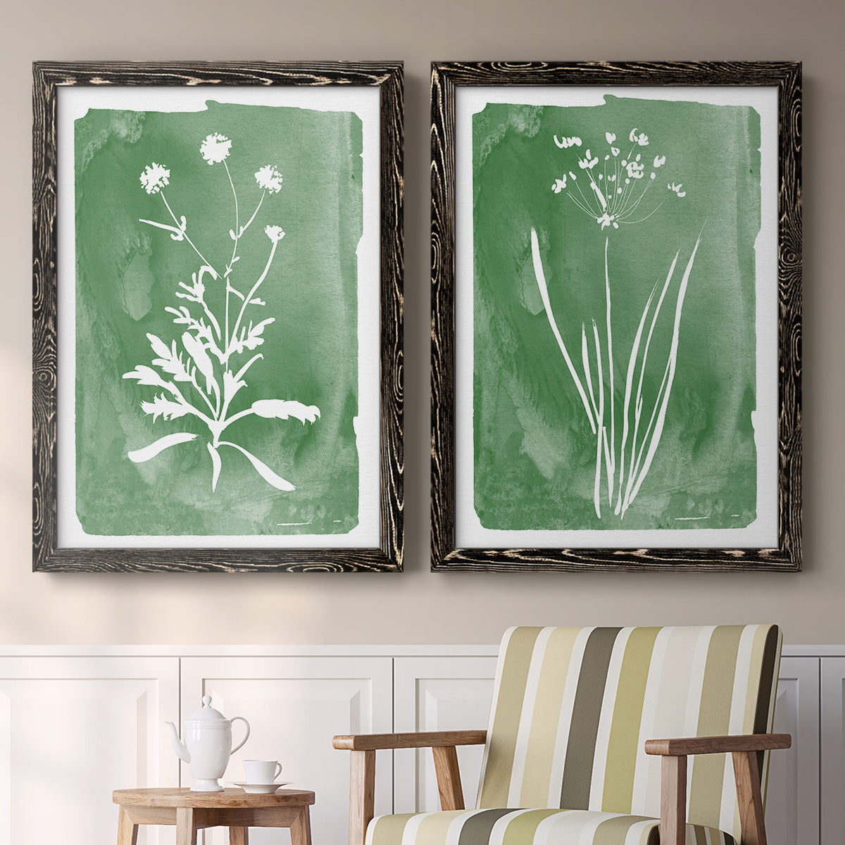 Green Botanical I - Premium Framed Canvas 2 Piece Set - Ready to Hang