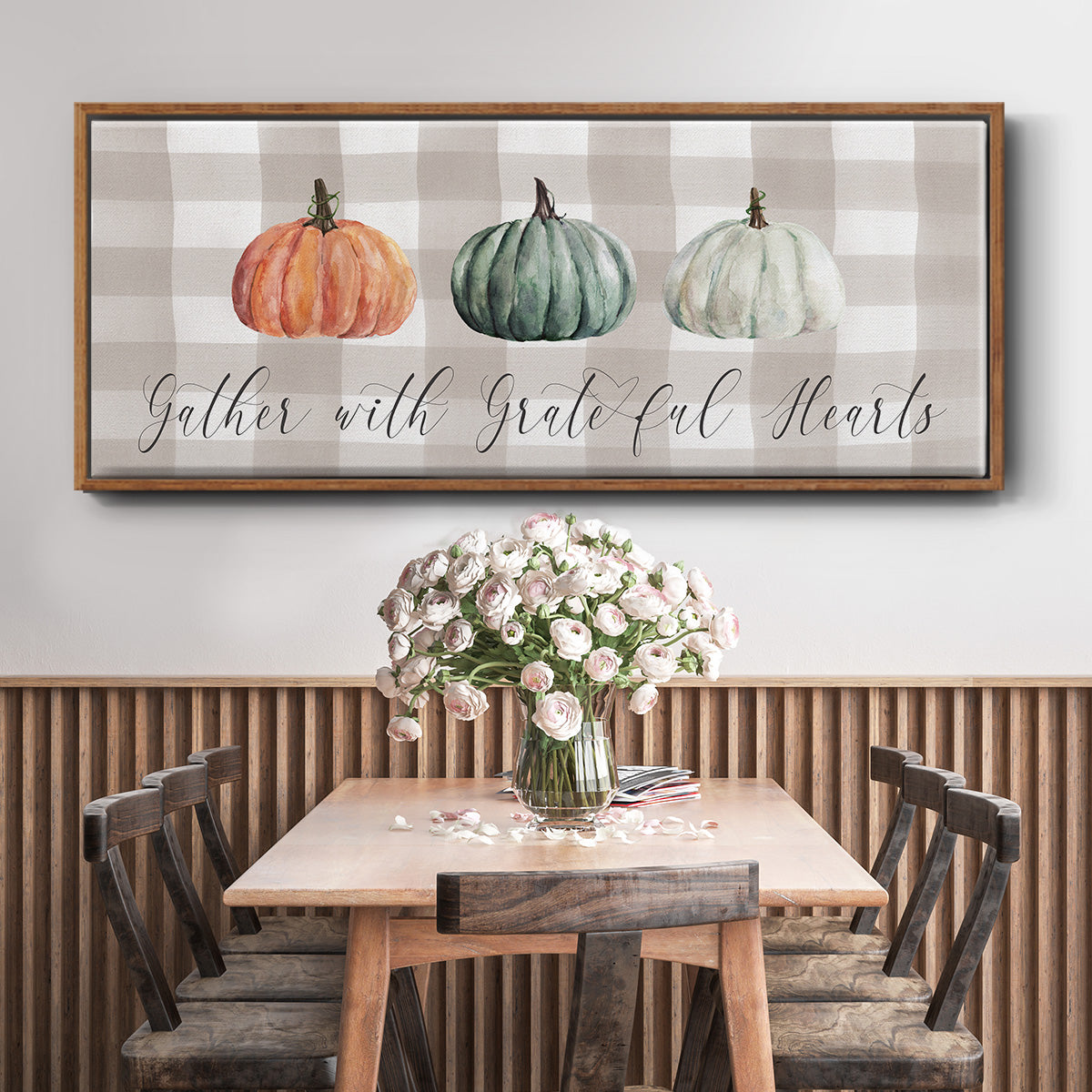 Gather With Grateful Hearts - Floater Framed Canvas Print