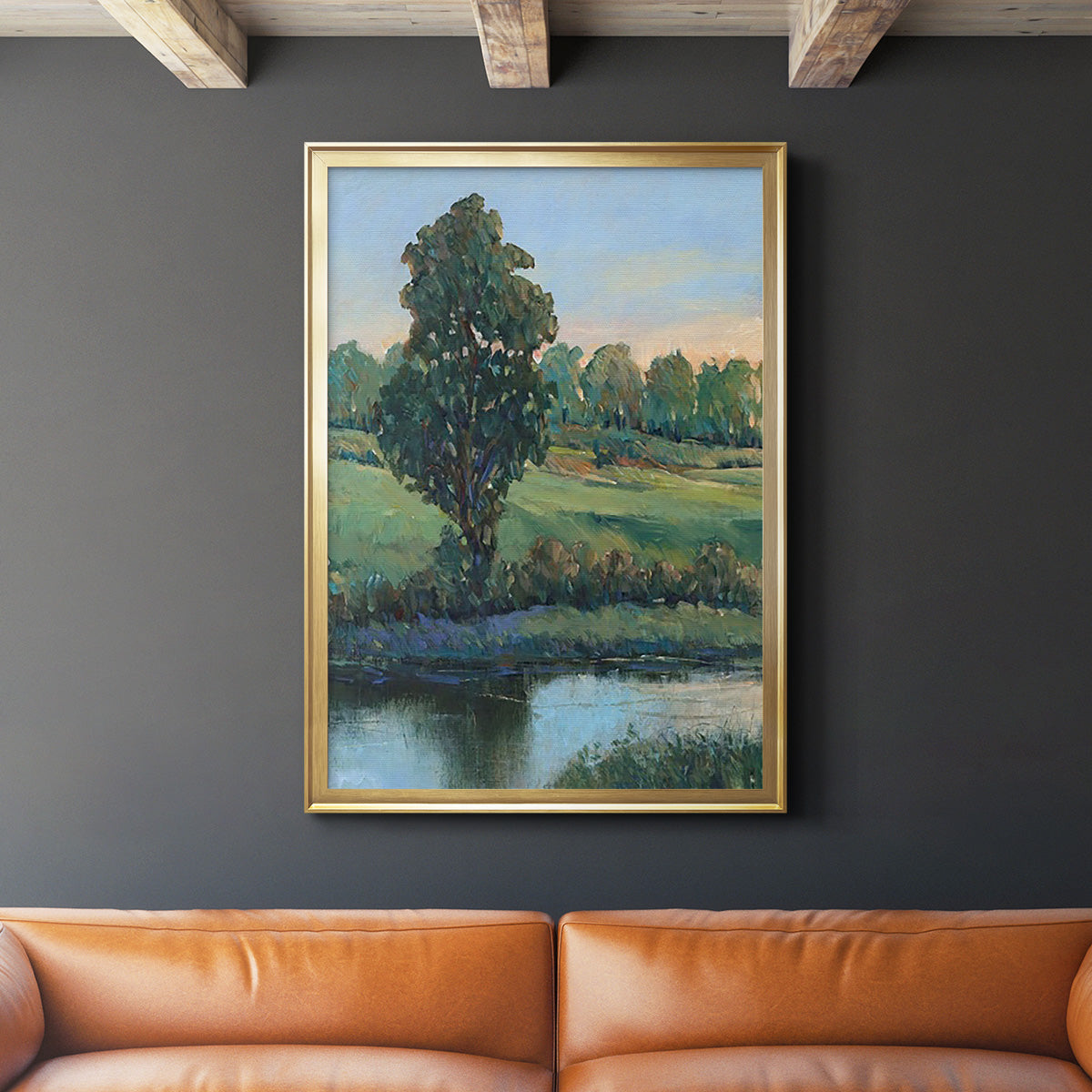 Tree by the Riverbank II - Modern Framed Canvas Print