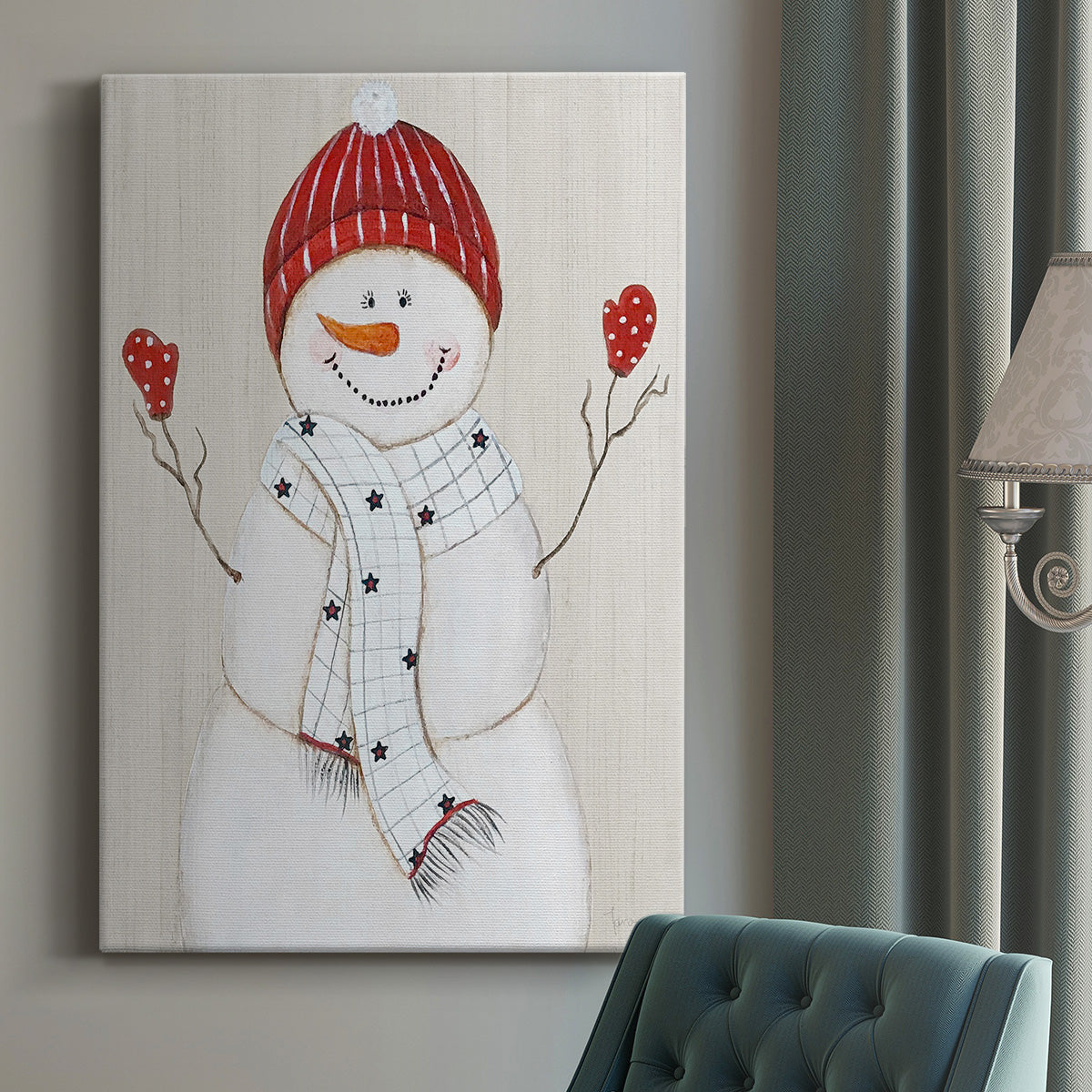 Festive Snowman III Premium Gallery Wrapped Canvas - Ready to Hang