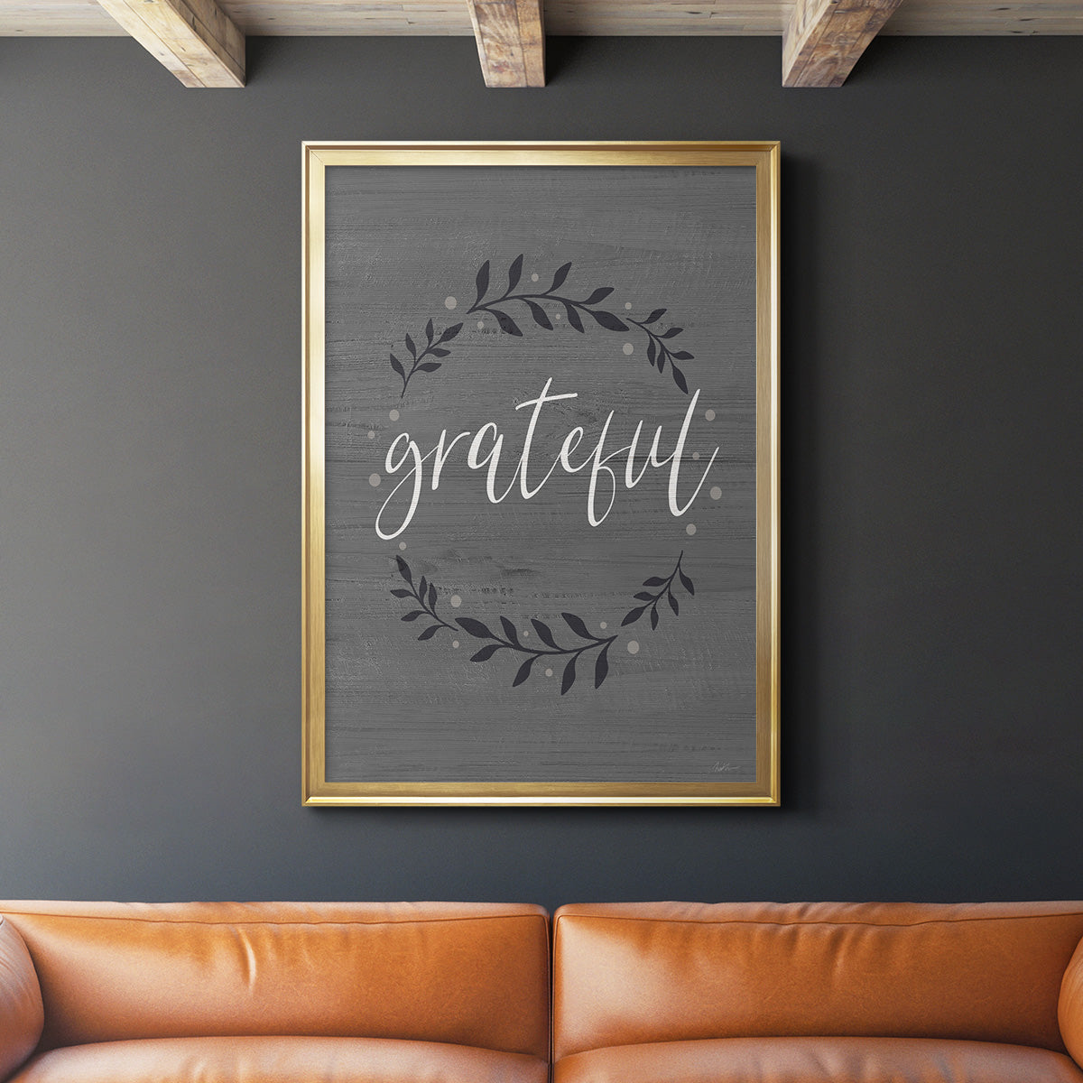 Grateful Wreath - Modern Framed Canvas Print