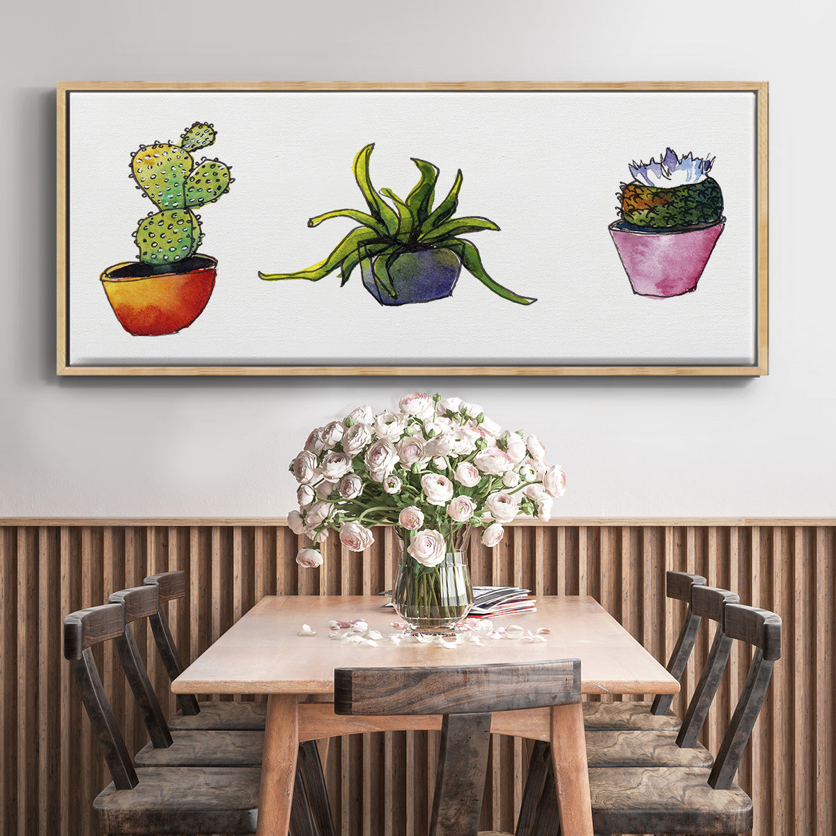 Vibing Succulents I - Floater Framed Canvas Print