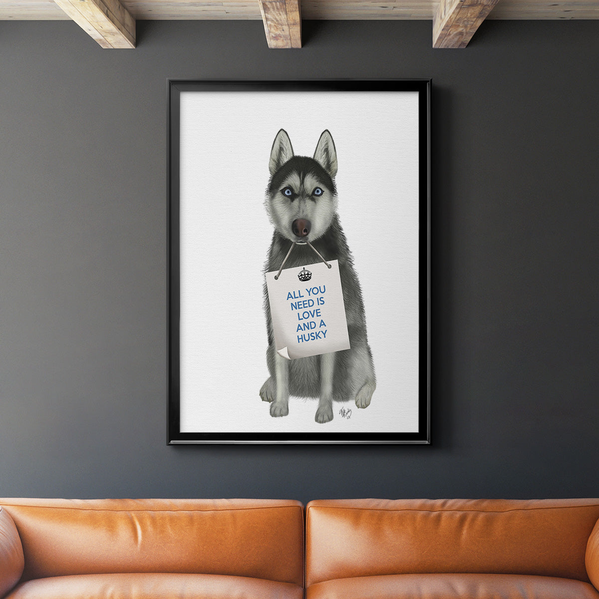 Love and Husky - Modern Framed Canvas Print