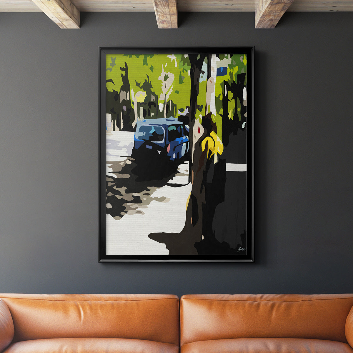 A Volvo in Ballard - Modern Framed Canvas Print