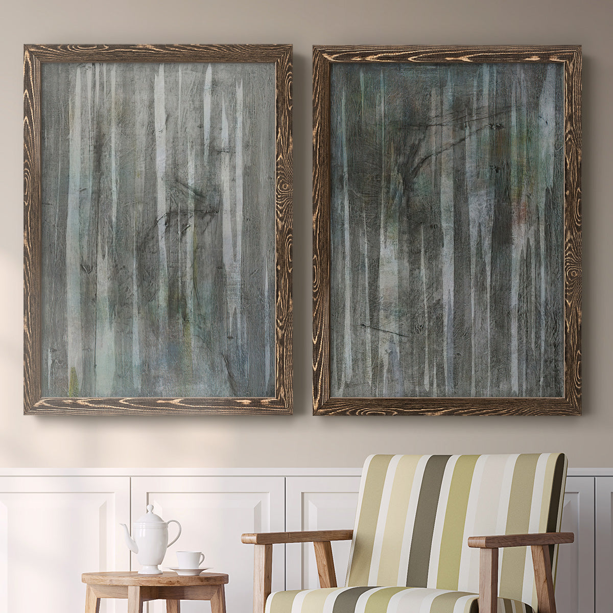 Birch Forest Abstracts I - Premium Framed Canvas 2 Piece Set - Ready to Hang