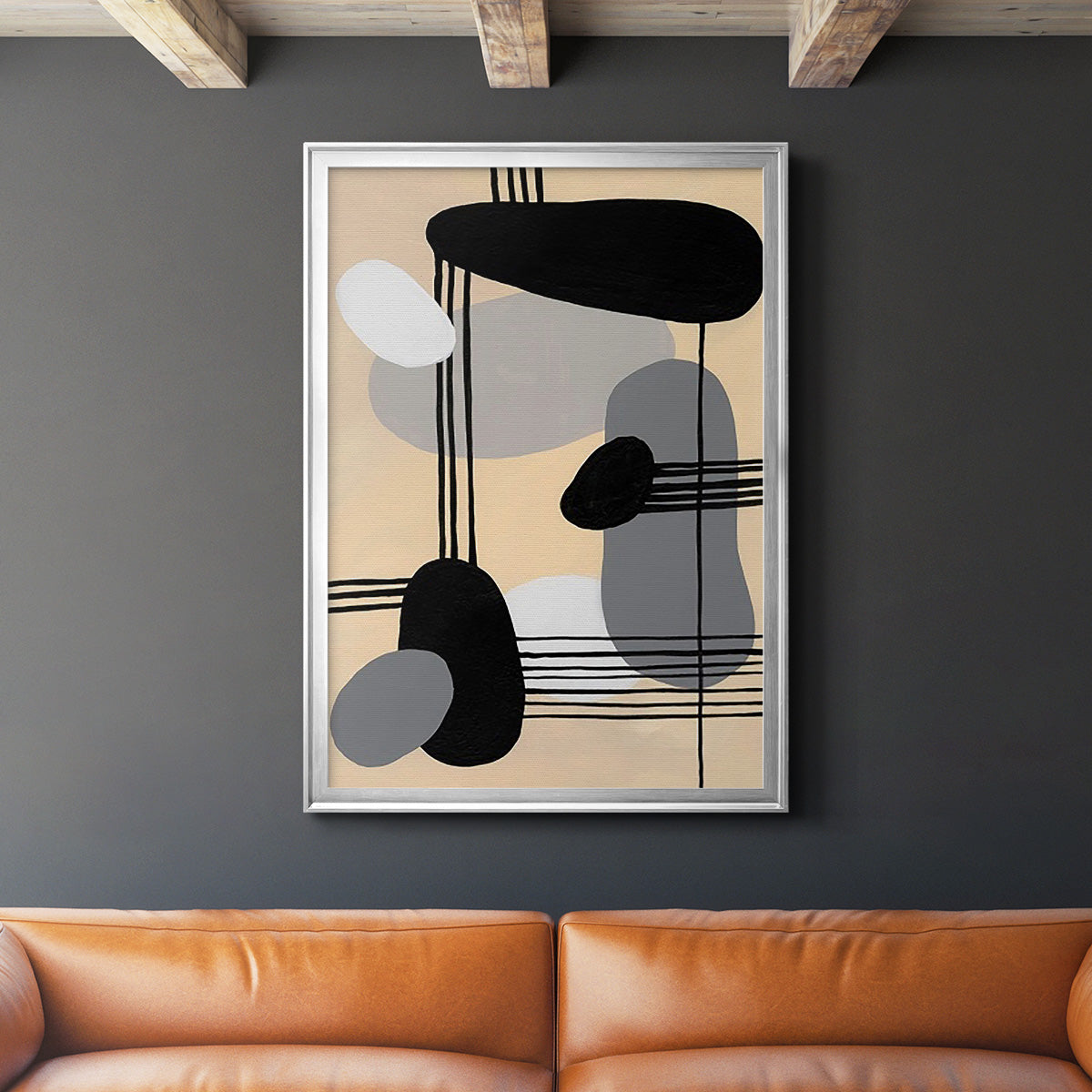 Interconnected Shapes II - Modern Framed Canvas Print