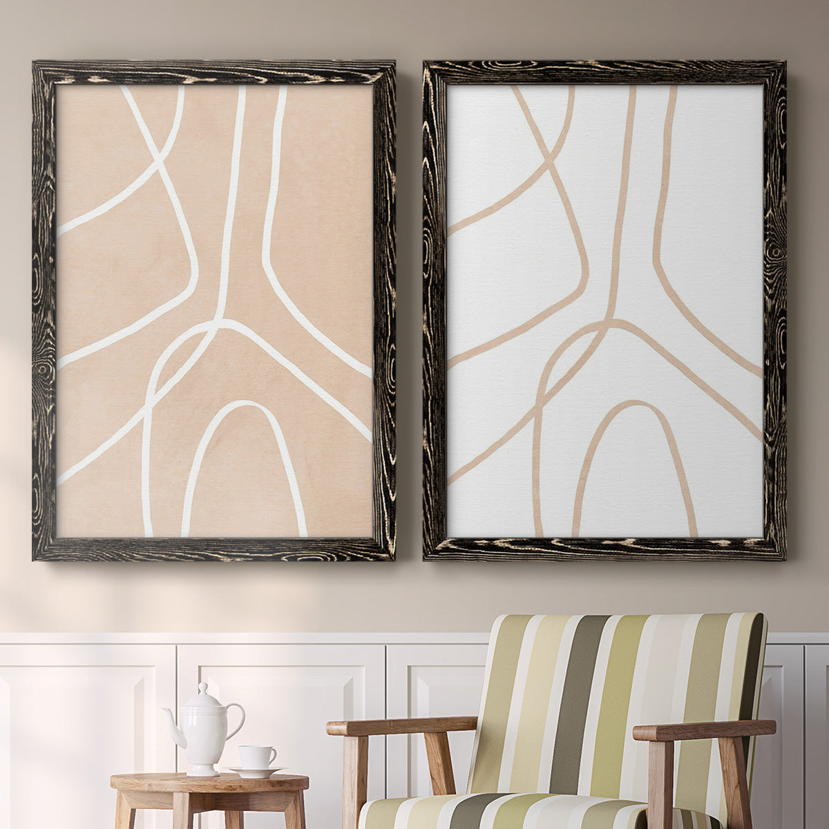 Clean Contour III - Barnwood Framed Canvas Set