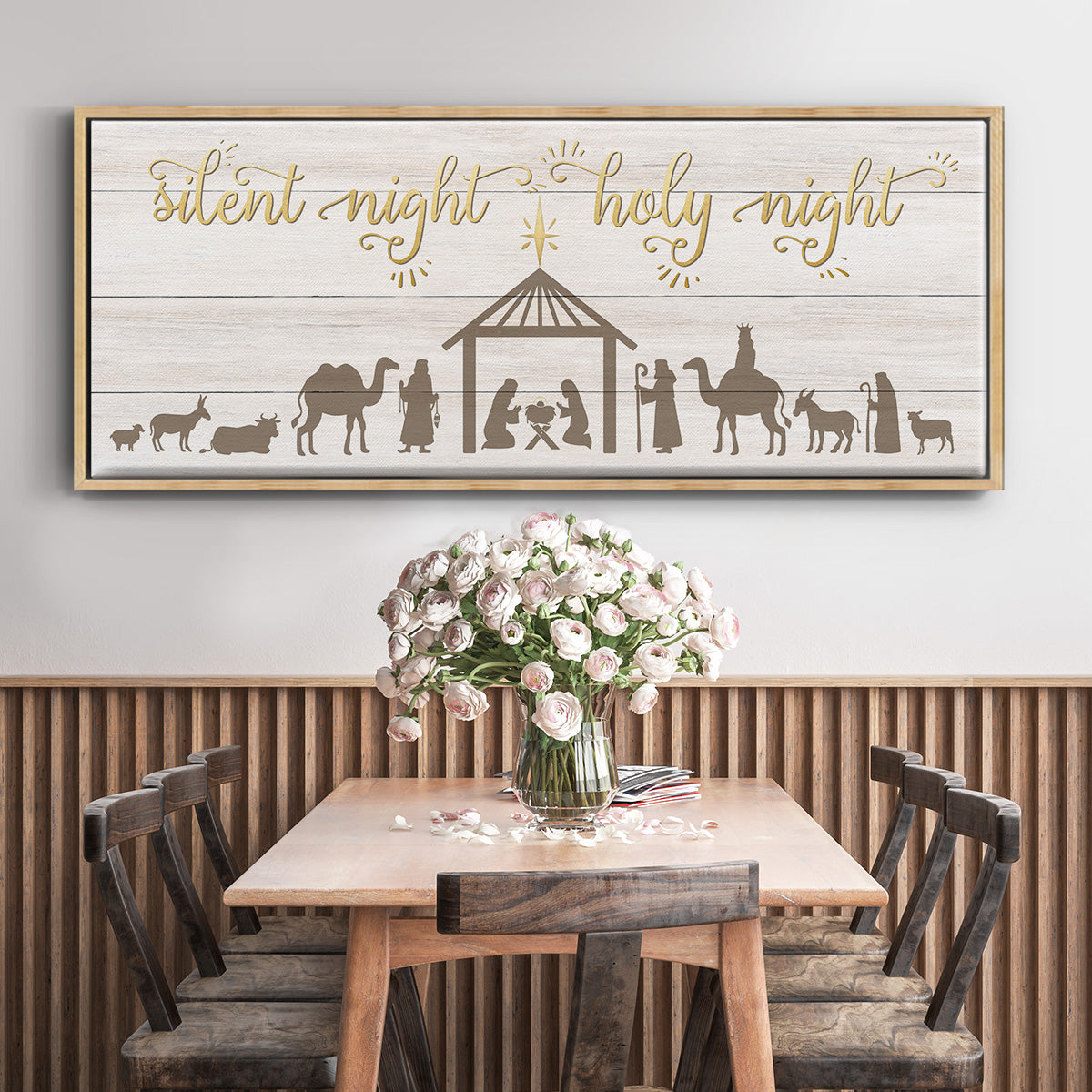 Silent Night Nativity - Floater Framed Canvas Print