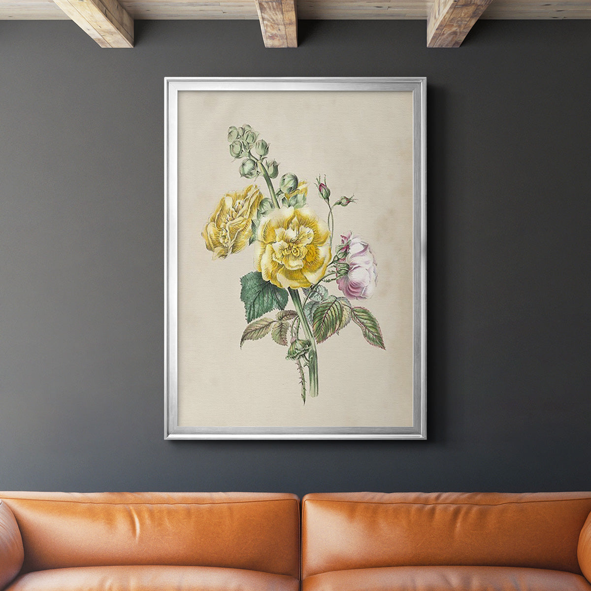 Antique Garden Bouquet II - Modern Framed Canvas Print