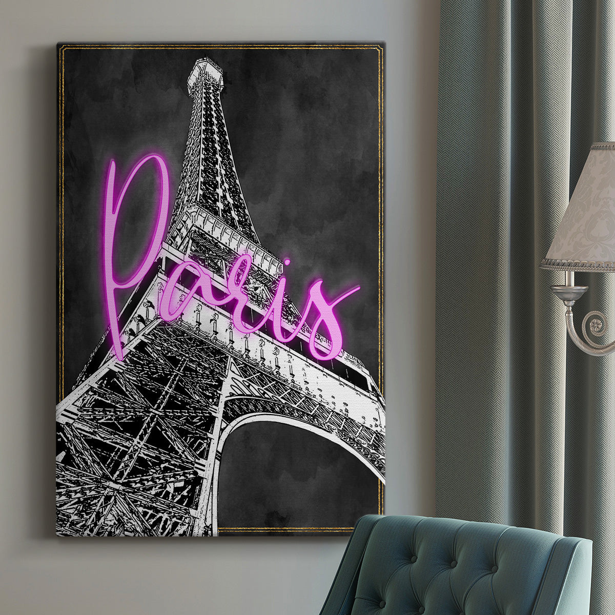 Neon Nights In Paris Premium Gallery Wrapped Canvas - Ready to Hang