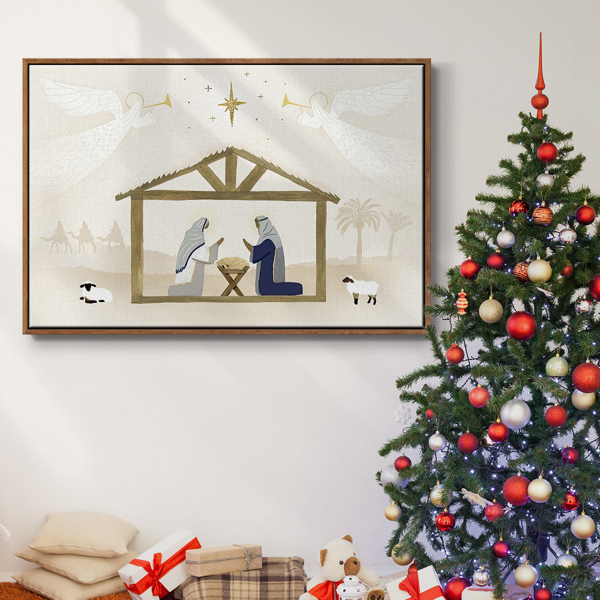 Away in a Manger Collection A - Framed Gallery Wrapped Canvas in Floating Frame