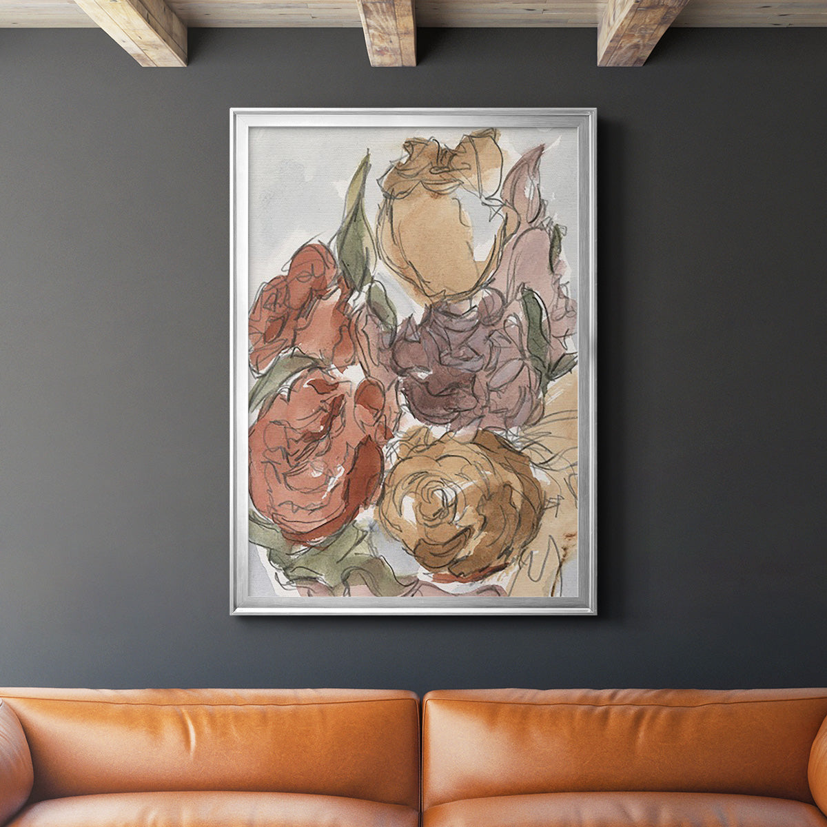 Cropped Floral Arrangement II - Modern Framed Canvas Print