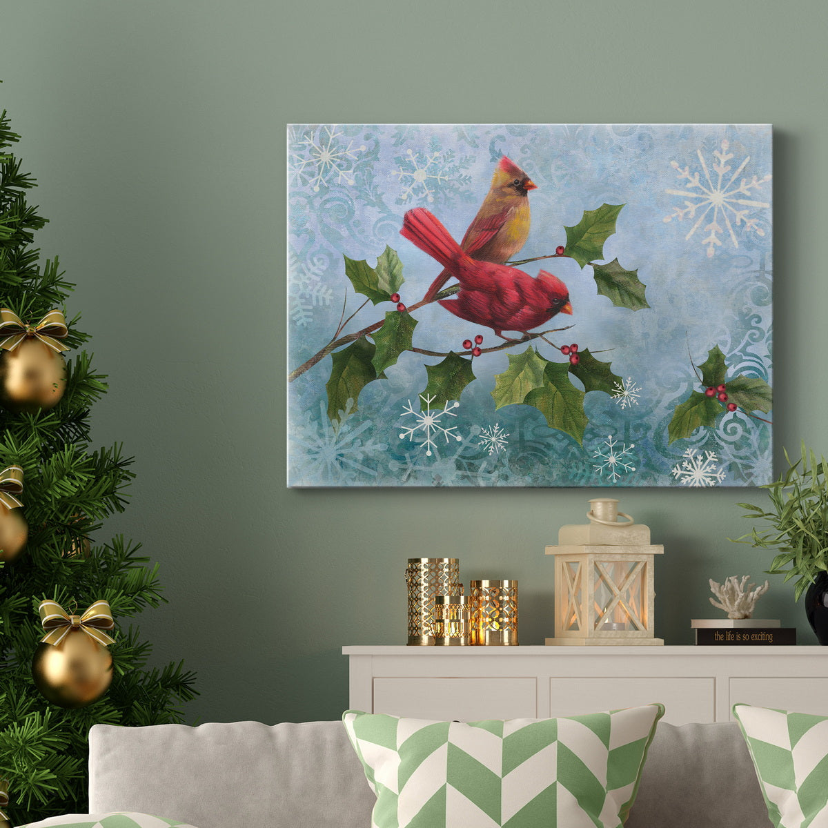 Winter Cardinal Duet I - Premium Gallery Wrapped Canvas  - Ready to Hang