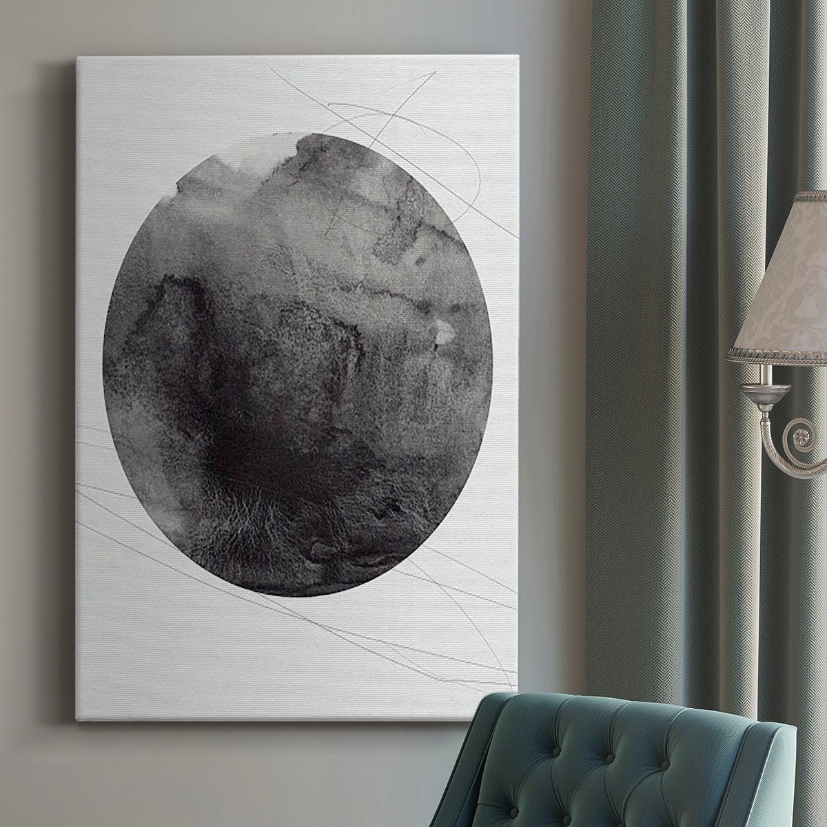 Graphite Moon I Premium Gallery Wrapped Canvas - Ready to Hang