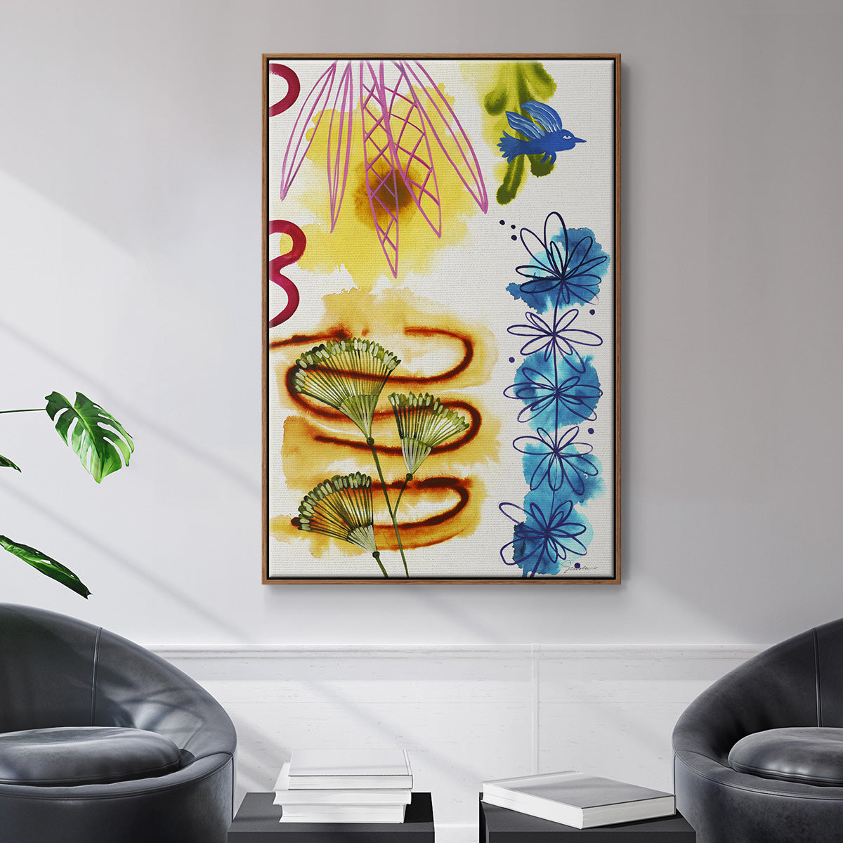 Flower Power II - Floater Framed Canvas Print