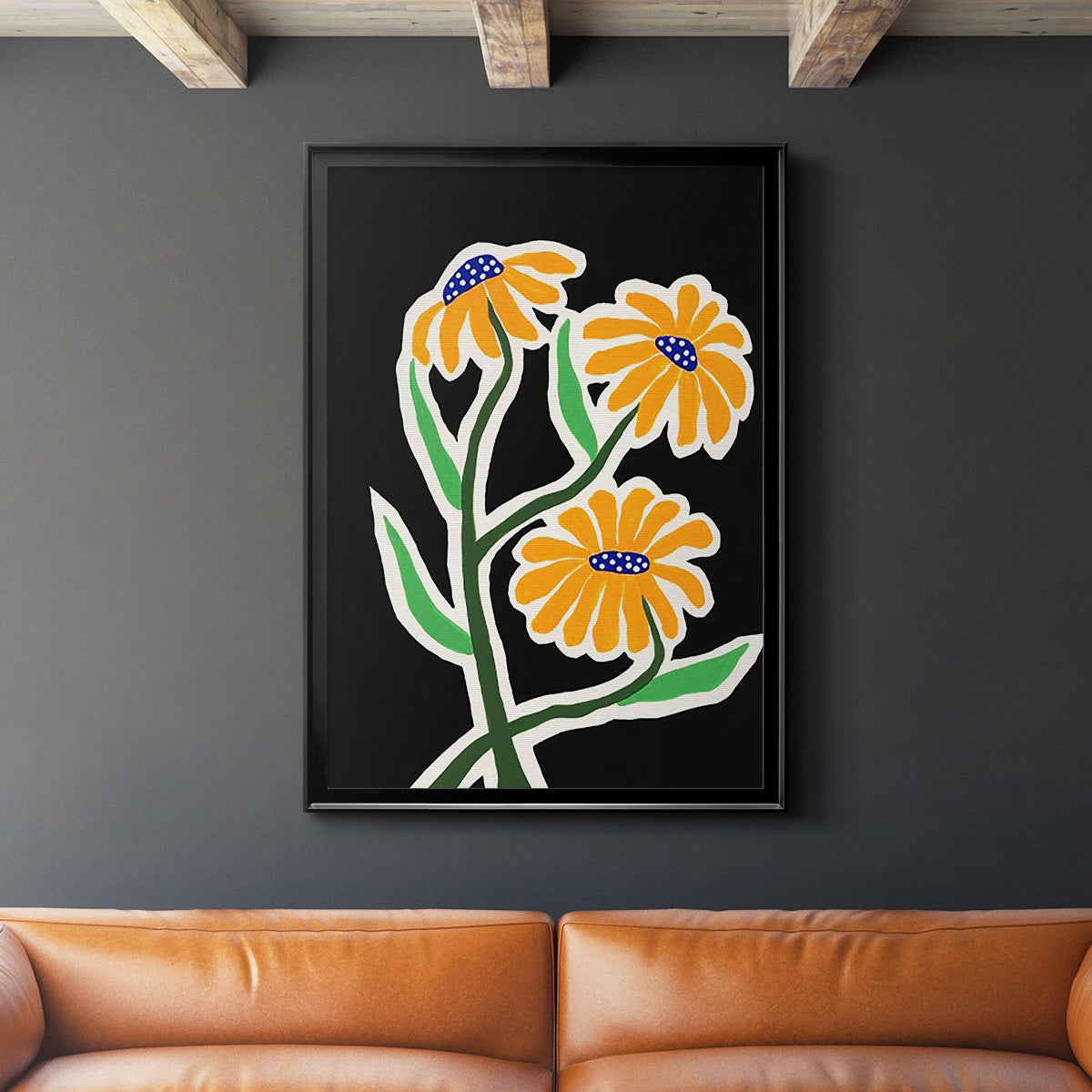 Pop Flowers I - Modern Framed Canvas Print