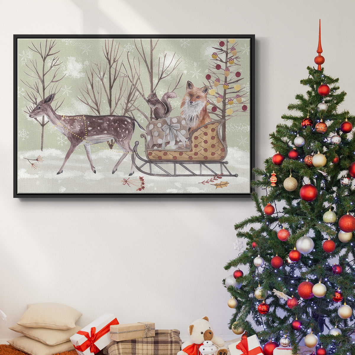 Christmas Time Collection A - Framed Gallery Wrapped Canvas in Floating Frame