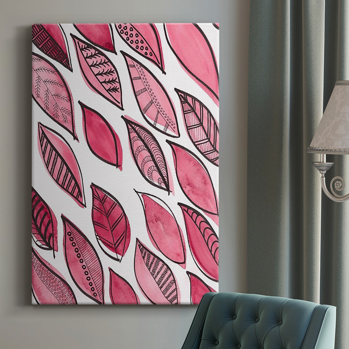 Patterned Leaf Shapes III - Canvas Art Print