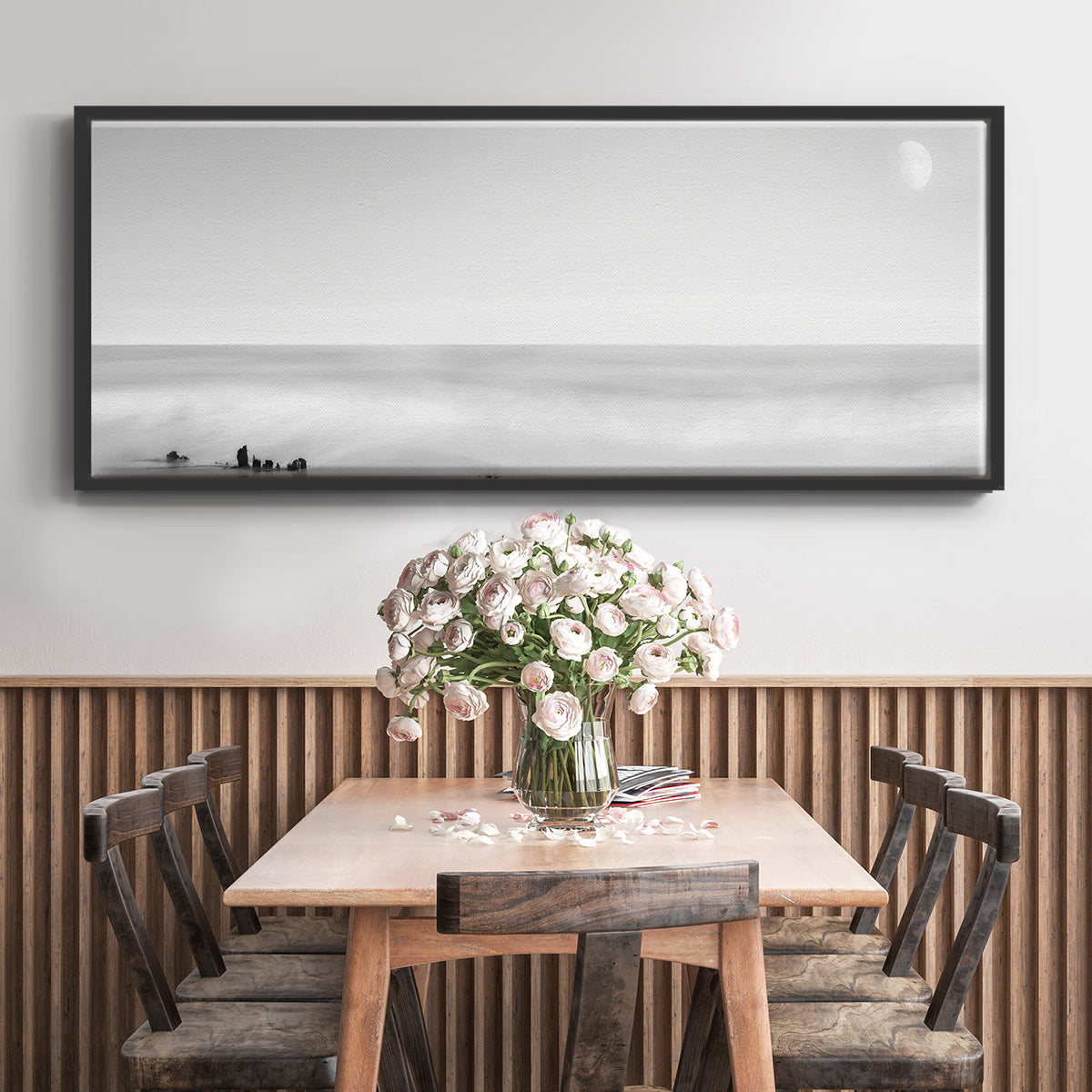 Black & White Water Panel XIV - Floater Framed Canvas Print