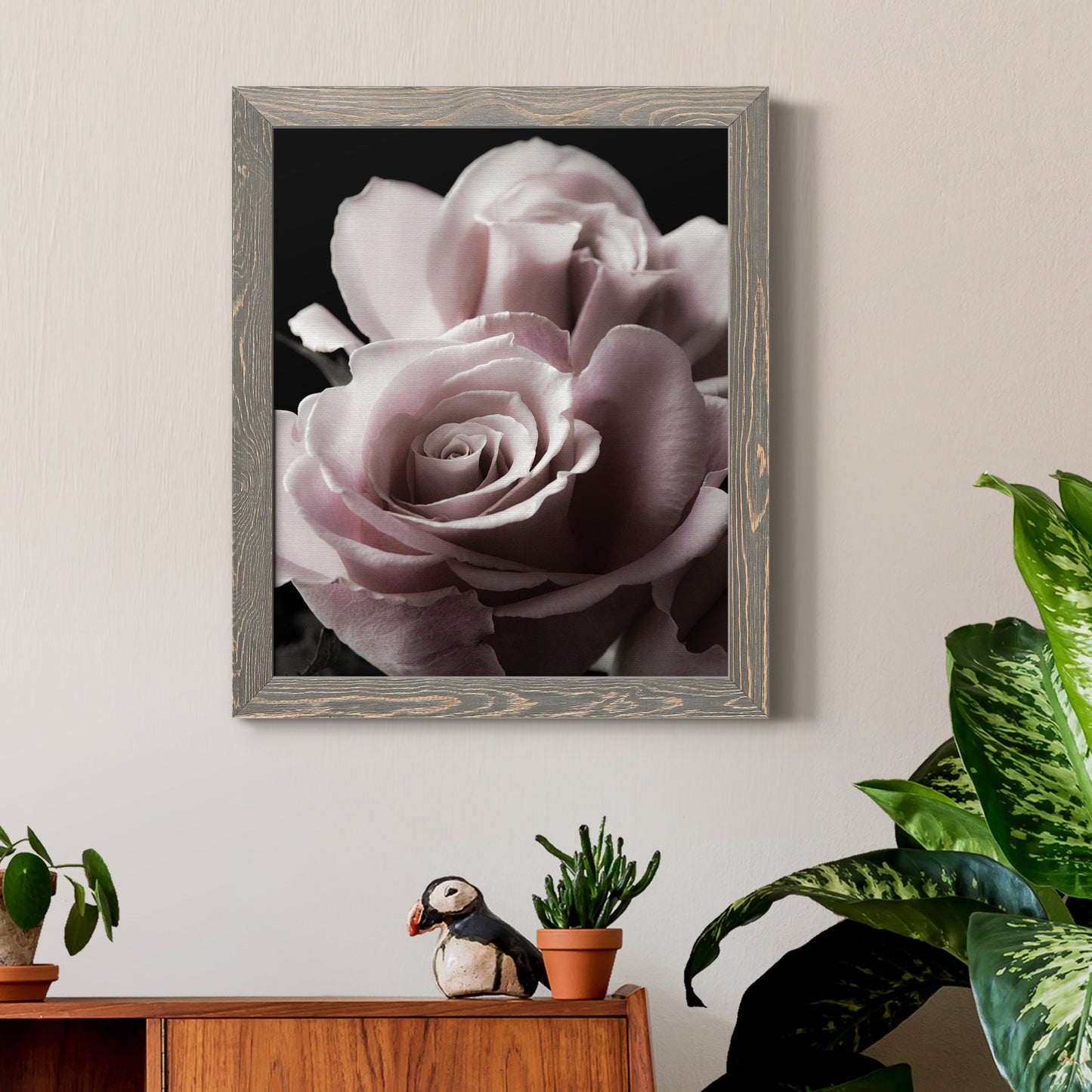 Rose Noir II - Premium Canvas Framed in Barnwood - Ready to Hang