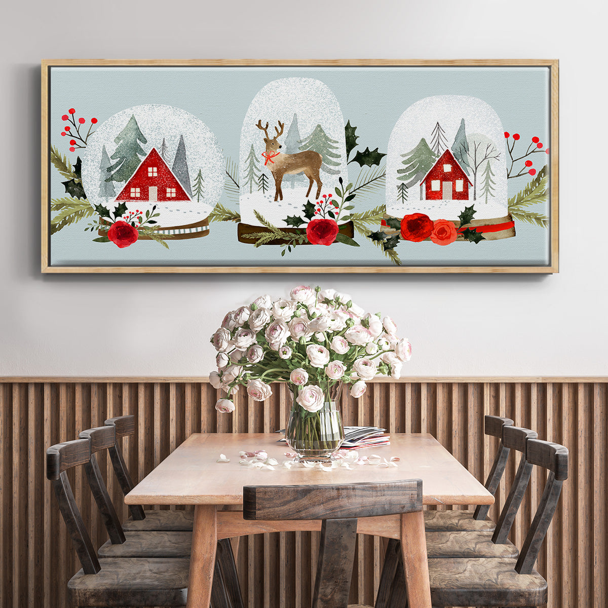 Snow Globe Village Collection D - Floater Framed Canvas Print