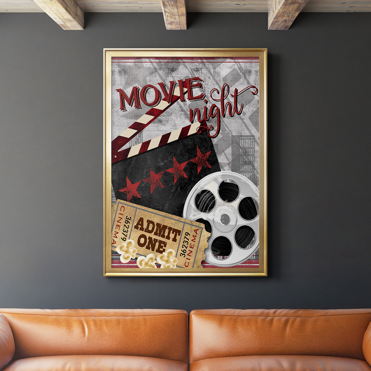 Movie Night II - Modern Framed Canvas Print