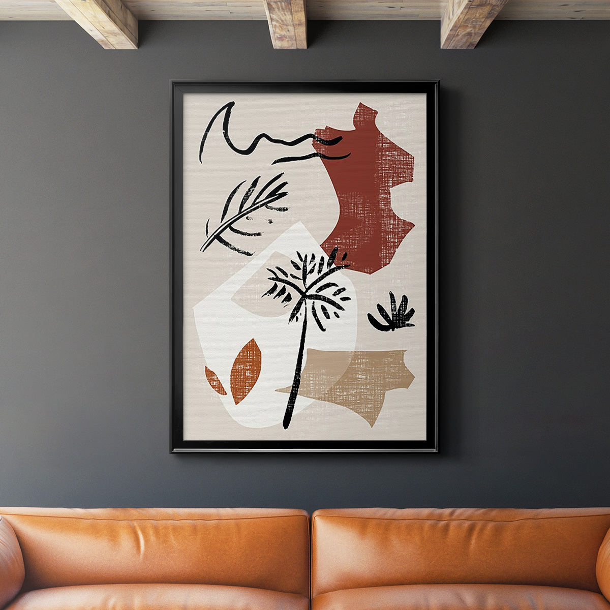 Soft Palms V - Modern Framed Canvas Print