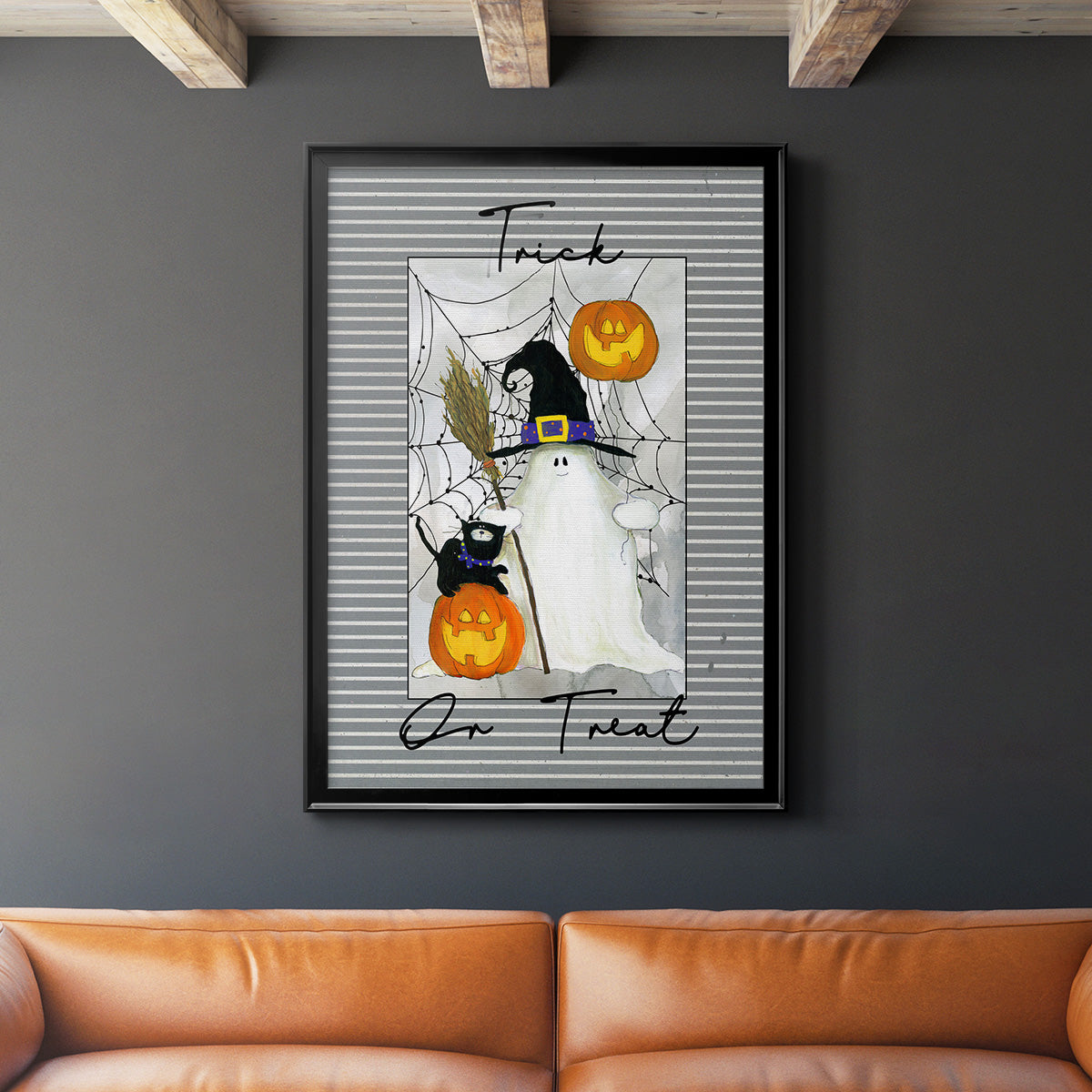 Trick or Treat Ghost - Modern Framed Canvas Print