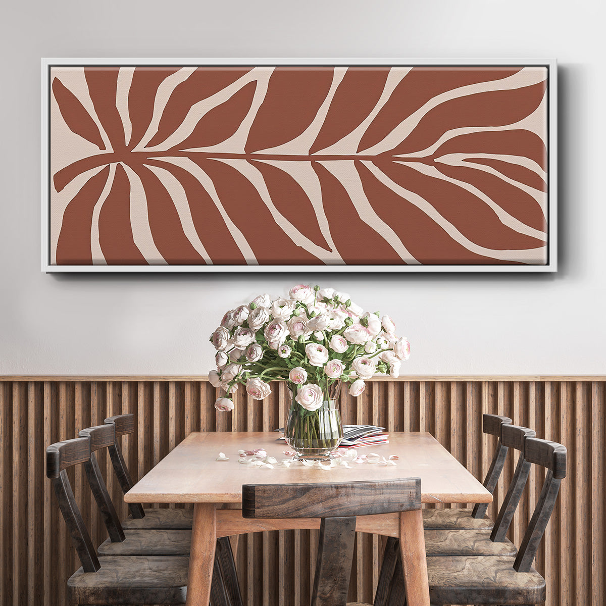 Terra Cotta Block Palms I - Floater Framed Canvas Print
