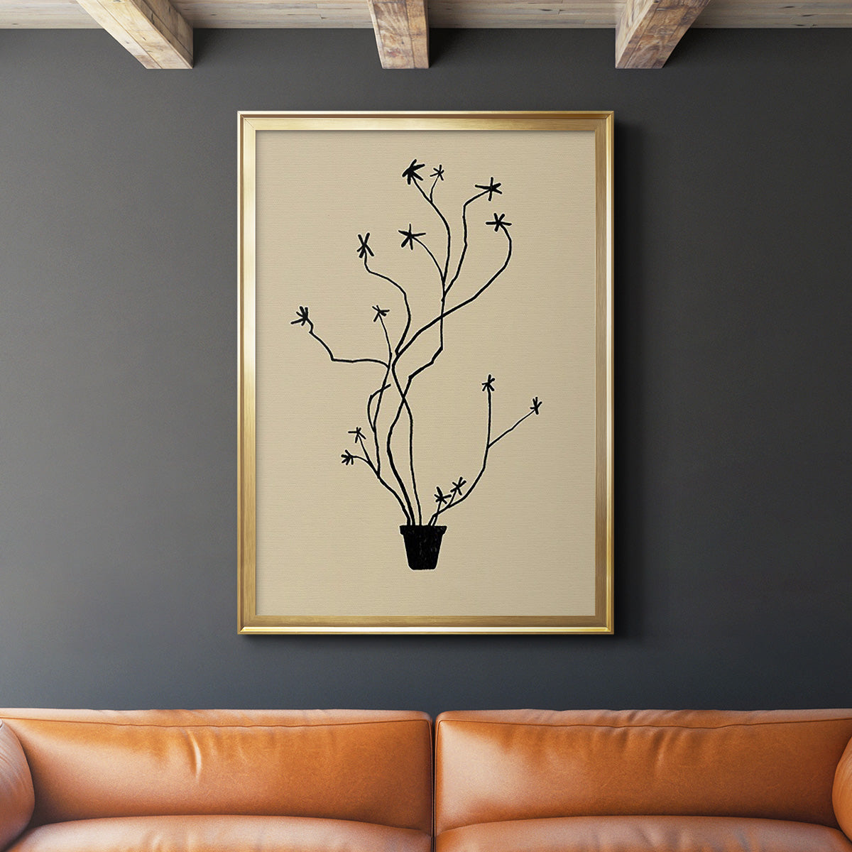 Spring Sprig Vase II - Modern Framed Canvas Print