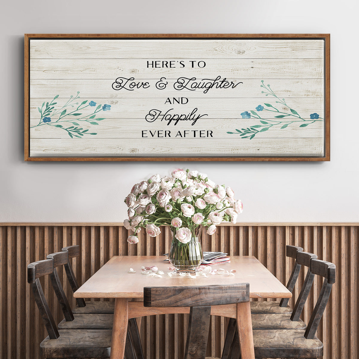Floral Happily - Floater Framed Canvas Print
