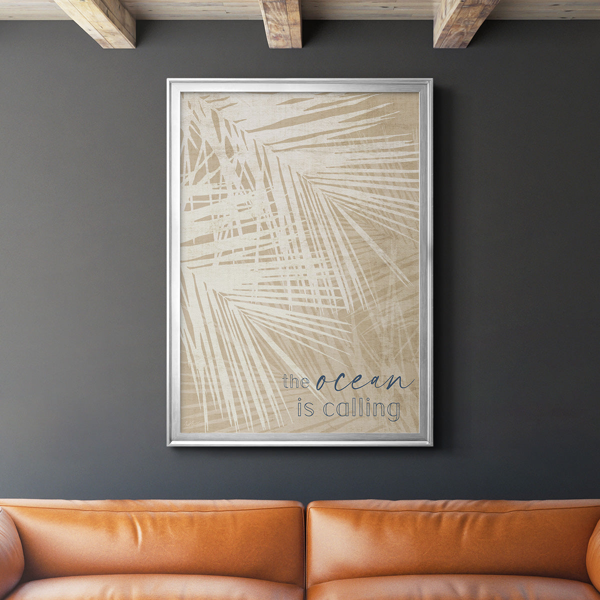 Ocean Calling Palms - Modern Framed Canvas Print